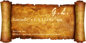 Gacsári Liliána névjegykártya
